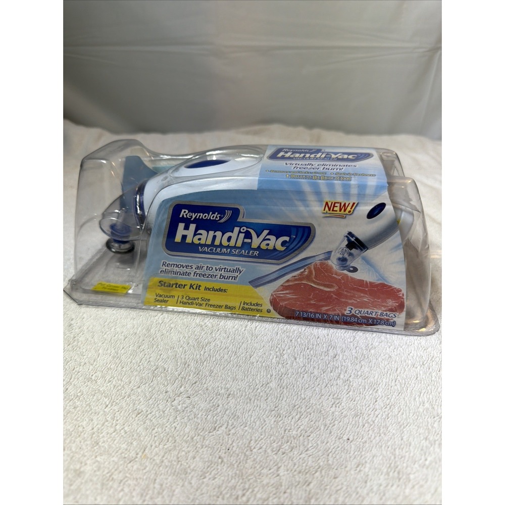 Reynolds Handi-Vac Vacuum Sealer Freezer Storage Bag Starter Kit w/ 3 Quart Bags